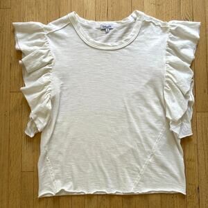 Splendid White T Shirt Ruffle Cotton Lightweight Size XS Soft
